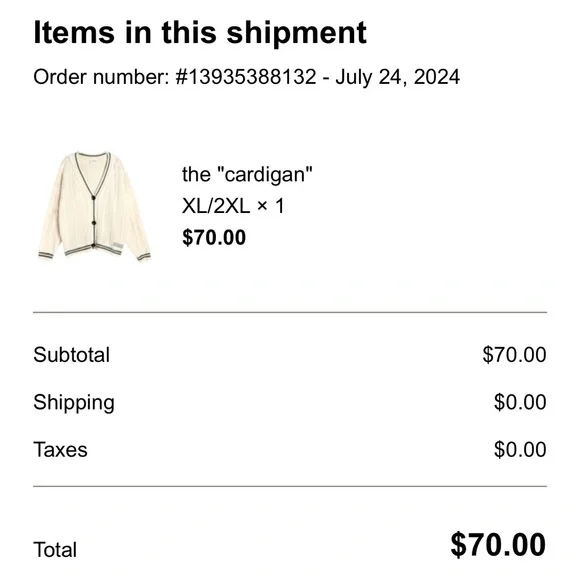 NWT Official Taylor Swift Folklore Cardigan July 2024 Drop XL/2XL Unopened! - Picture 7 of 7